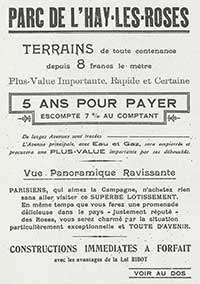 Amis du Vieux L´Haÿ- Histoire de L'Haÿ-les-Roses - 1960 pub pour le lotissements du Parc